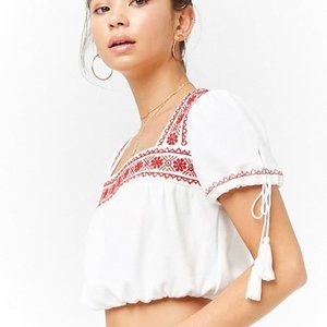 Boho ribbed square neck knit crop top